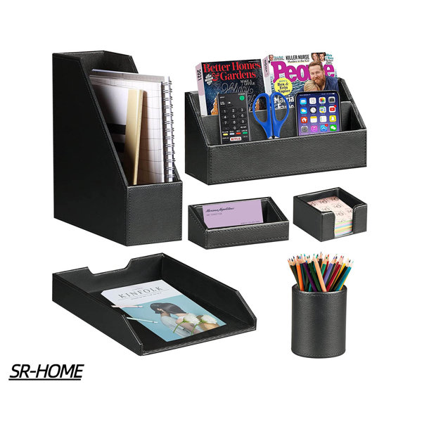 SRHOME Faux Leather Desk Organizer Set Wayfair Canada